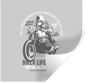 Muurstickers - Sticker Folie - Mancave - Motor - Motorhelm - Vintage - 120x120 cm - Plakfolie - Muurstickers Kinderkamer - Zelfklevend Behang XXL - Zelfklevend behangpapier - Stickerfolie