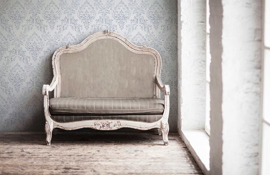 Papier peint baroque Profhome 306591-GU papier peint textile structuré dans le style baroque blanc argenté brillant 5,33 m2