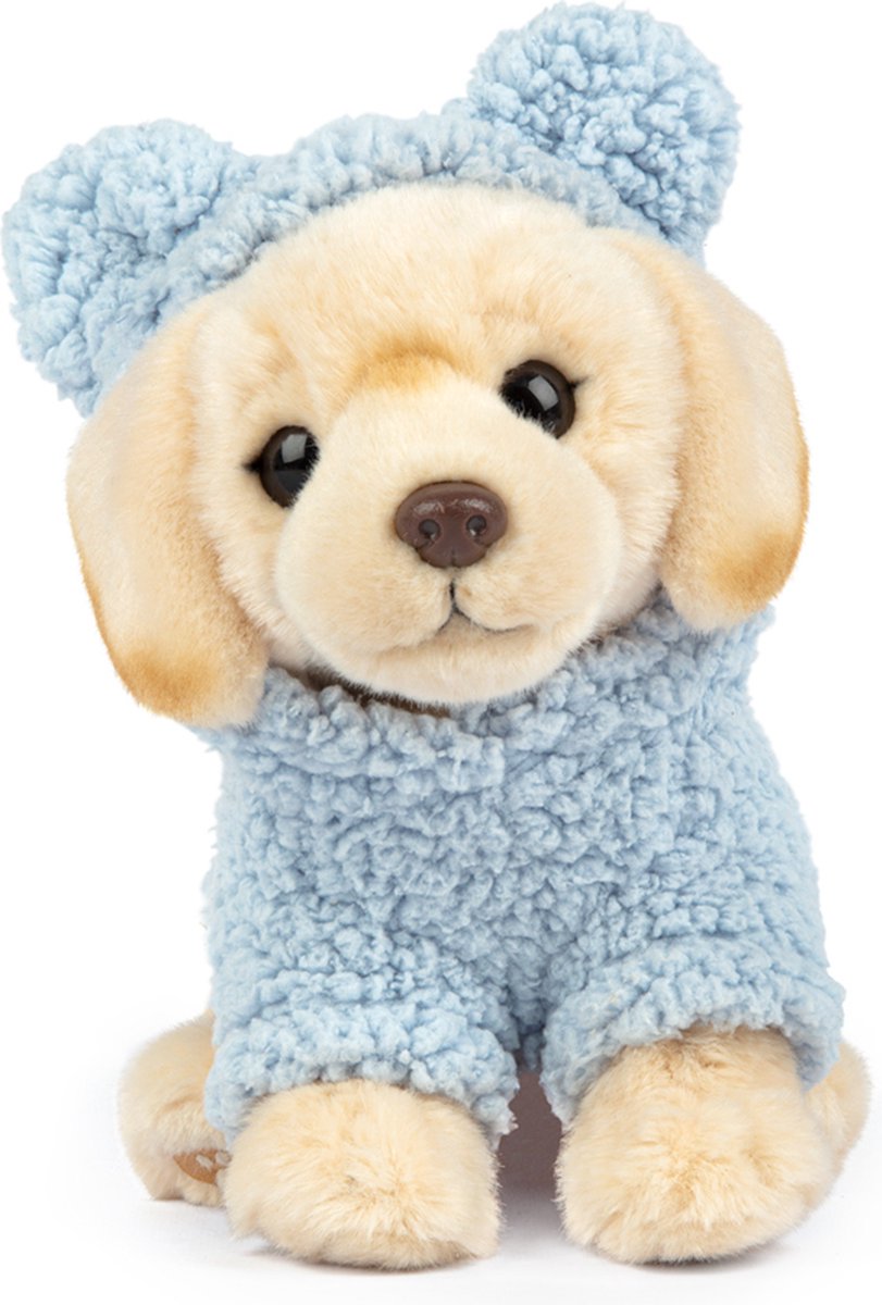Studio Pets® Knuffel Labrador Puppy Happy (23 cm) met Blauw Teddy Truitje