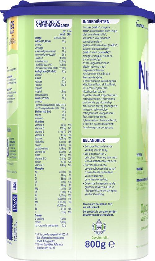 Nutrilon Bio 2 - Opvolgmelk 6-12 Maanden - 800 gram - IE-ORG-02 — afbeelding 2