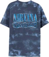 Nirvana - Nevermind Wavy Logo Heren T-shirt - M - Blauw