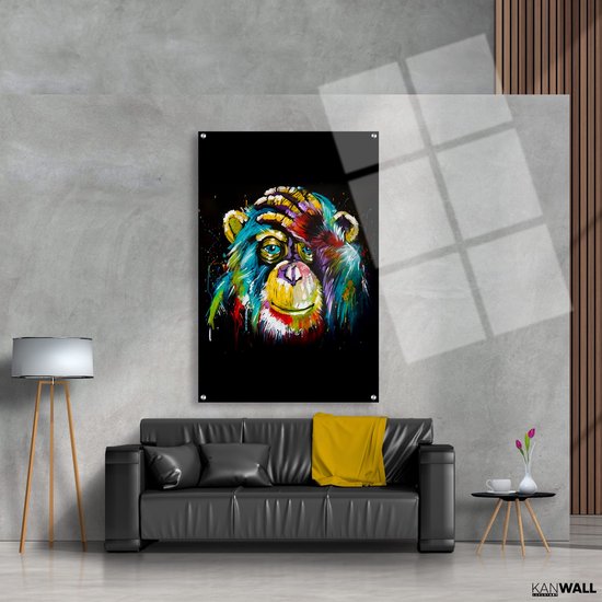 Luxe Plexiglas Schilderij Monkey | 75x100 | Woonkamer | Slaapkamer | Kantoor | Muziek | Design | Art | Modern | ** 5MM DIK**