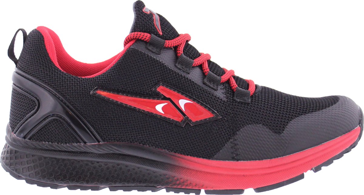Piedro Sport - Max - Sneakers - Zwart Rood - Vetersluiting - Schoenmaat 31