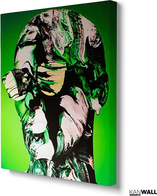 Luxe Canvas Schilderij Green Man | 100x150 | Woonkamer | Slaapkamer | Kantoor | Muziek | Design | Art | Modern | ** 2CM DIK! **