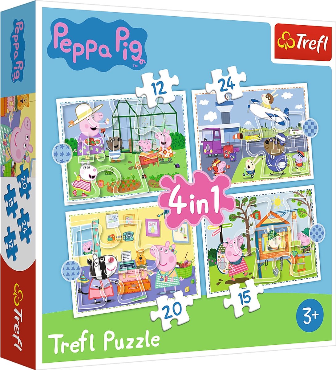 Trefl Peppa pig 4-in-1 puzzel - 12/15/20/24 stukjes