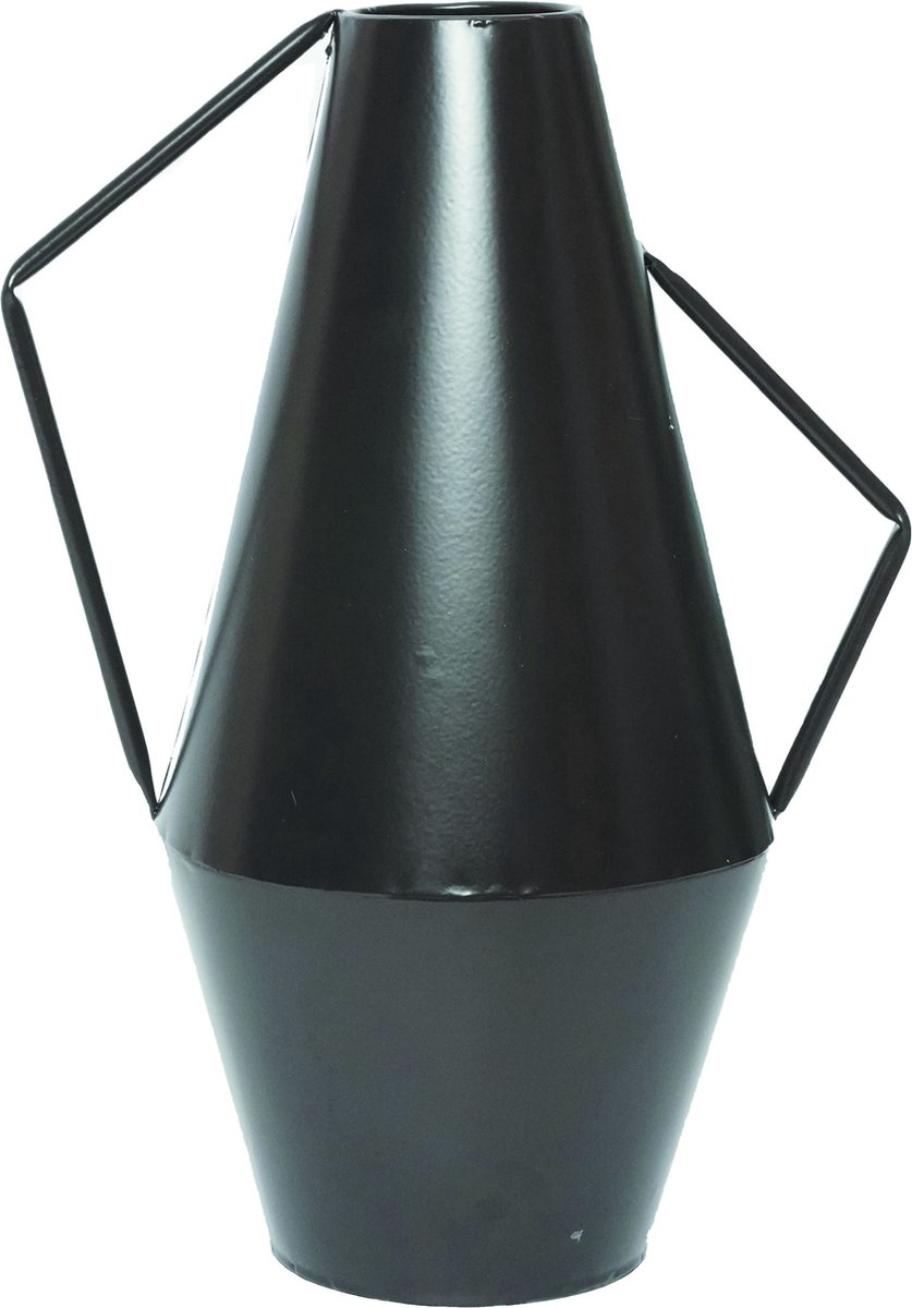 Oneiro Luxe Vaas Vase Cadiz Metal 23x16x31cm Black – hotel chique - binnen – accessoires – tuin – decoratie – bloemen – mat – glans – industrieel - droogbloemen