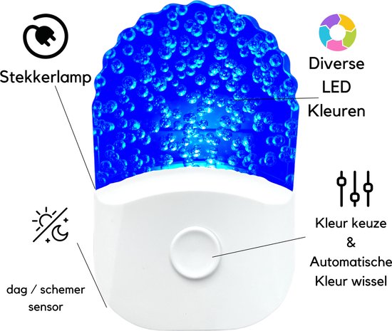 Kleuren RGB Nachtlampje Stopcontact - Led Lamp Kleur - Slaaplampje Kinderen - Mood Lamp - Stekkerlamp - Nachtlampje Baby - Nachtlampje Volwassenen - Dag en Nacht Sensor - GAAT AAN BIJ SCHEMER EN UIT BIJ VOLDOENDE DAGLICHT