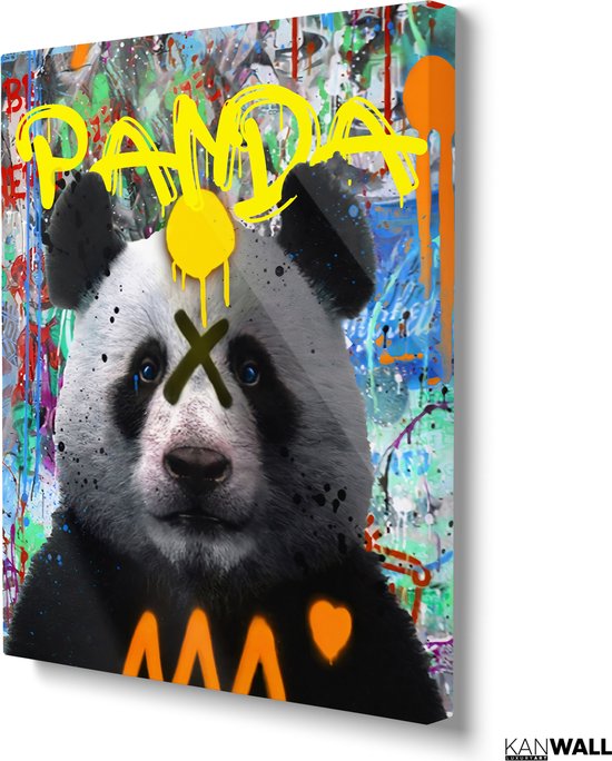 Peinture sur toile de Luxe Panda | 60 x 90 | Salle de séjour | Chambre à coucher | Bureau | Musique | Design | Art | Moderne | ** 4 CM D'ÉPAISSEUR ! EFFET 3D**
