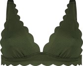 Hunkemöller Dames Badmode Triangle bikinitop Scallop  - Groen - maat M