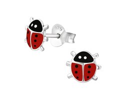 foto van Lieveheersbeestje zilveren kinder oorstekers | oorbellen Meisje Zilver | lieveheersbeestjes oorknopjes | Zilverana | Sterling 925 Silver