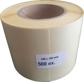 Blanco etiketten op rol - 100 x 150 mm rechthoek - mat wit papier