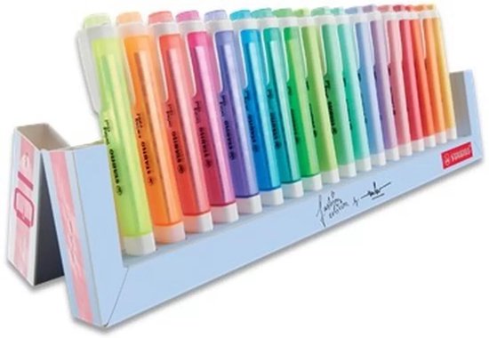 STABILO Swing Cool - Markeerstift - 18 Stuks Deskset - 10 Pastel Kleuren + 8 Standaard Kleuren