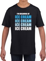 Dreaming of ice cream fun t-shirt - zwart - kinderen - Feest outfit / kleding / shirt 134/140