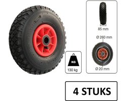Tarsus Reservewielen - Luchtbanden - 260 mm - Rood - Set van 4