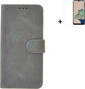 MoDo hoesje voor Nokia G11/ G21 - Kunstleer Book Case - Grijs hoesje met screenprotector