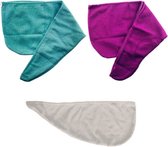 Haar Handdoek - 3 Stuks - Microvezel - Wit - Blauw - Roze