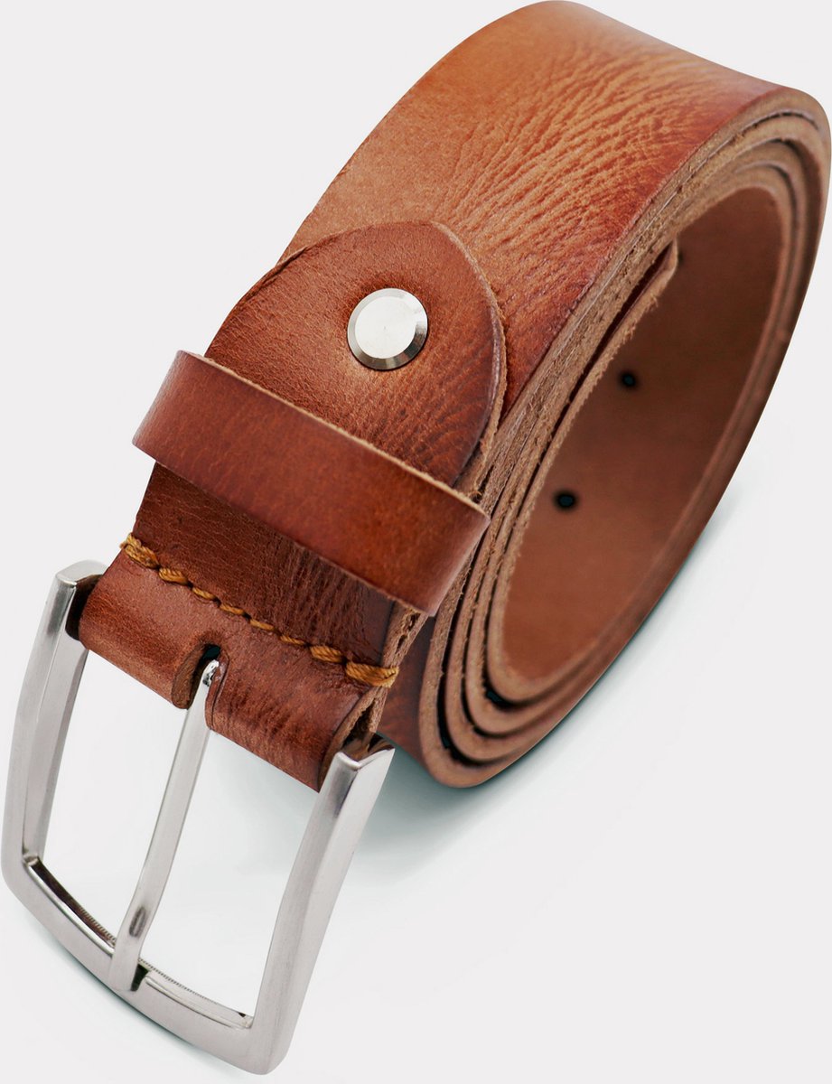 Safekeepers Riem - Heren riem - Dames riem - Leren riem heren - 40 mm brede riem heren - 100- cognac "