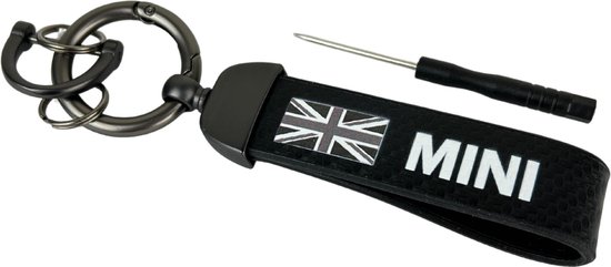 Porte-clés de voiture de Luxe – Style Mini – Look carbone avec drapeau anglais – Convient à toutes les marques de voitures/universel – Porte-clés cadeau – Accessoires de vêtements pour bébé de voiture