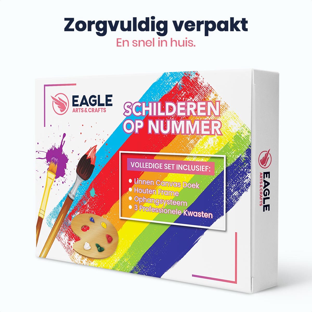 Eagle® Schilderen op Nummer Volwassenen - Leeuwen - Gespannen op Frame - 50x40cm — afbeelding 4
