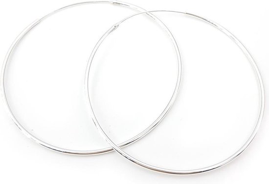 Zilveren ronde oorringen 50 mm
