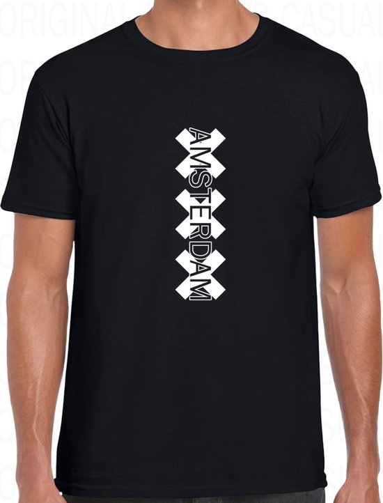 Foto: Amsterdam herenshirt zwart maat s korte mouwen ronde hals regular fit leuke t shirts hoofdstad nederland andreas kruizen