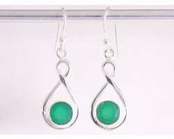 Zilveren oorbellen met groene onyx