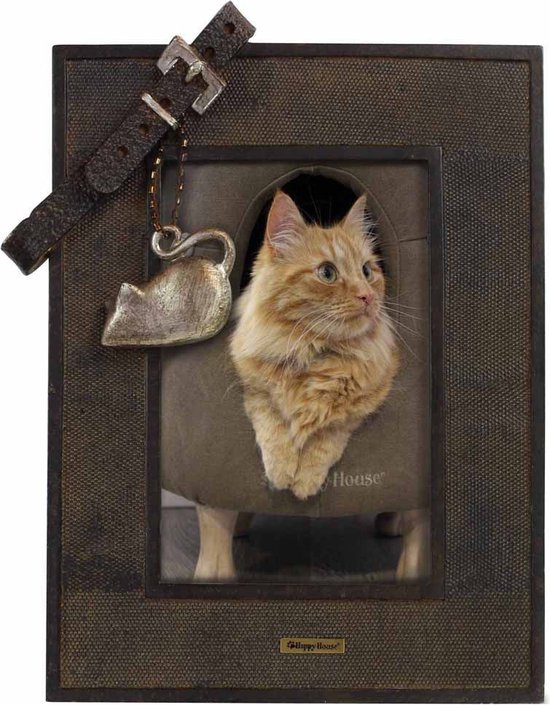 Happy-House Fotolijst Riem met muishangertje voor poezen en katten 17x4x22 cm Roestbruin