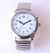 Nederlands sprekend analoog horloge - zilver- rekband - duidelijk display