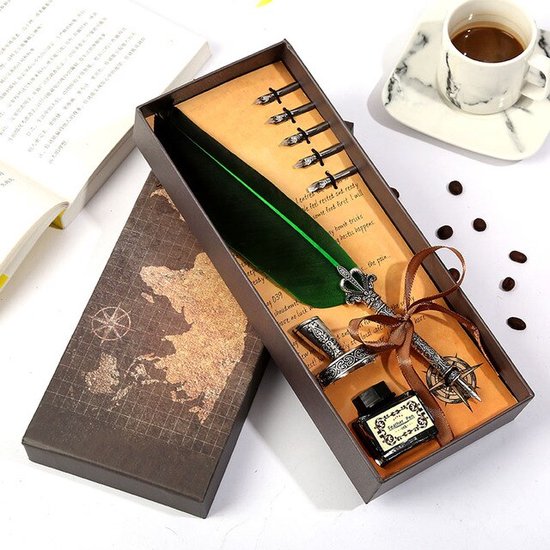 Tyenaza Antieke Veren Dip Pen Geschenken Merchandise Ganzenveer Schrijven Inkt Set Briefpapier Geschenkdoos Kerst Tyenaza Antieke Veren Dip Pen Geschenken Merchandise Ganzenveer Schrijven Inkt Set Briefpapier Geschenkdoos Kerst