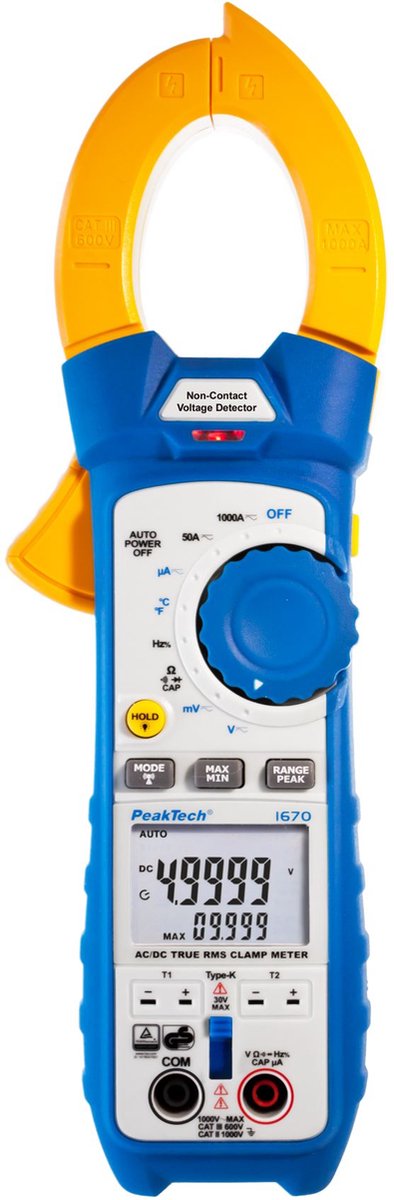 PeakTech 1670 - TRMS AC/DC stroomtang - 1000A AC/DC - Bluetooth
