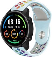 Strap-it Siliconen sport bandje - geschikt voor Xiaomi Mi Watch / Xiaomi Watch S1 / S1 Pro / Watch 2 Pro - Active / Amazfit GTR 47mm / Amazfit GTR 2 / Amazfit GTR 3 - Pro - lichtblauw/kleurrijk
