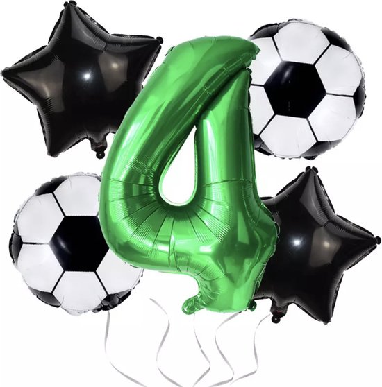 Voetbal Verjaardag Versiering - Voetbal Feestpakket - Voetbal Themafeest - Voetbal ballonnen - Voetbal Ballon - Voetbal Feest - Feestversiering - Voetbal 4 jaar - Voetbal Decoratie - Helium Ballonnen - 5 stuks - Football Birthday Decoration