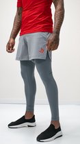 JUSS7 Sportswear - Pantalon de course 2 en 1 avec poche pour téléphone Extra long - Gris - M