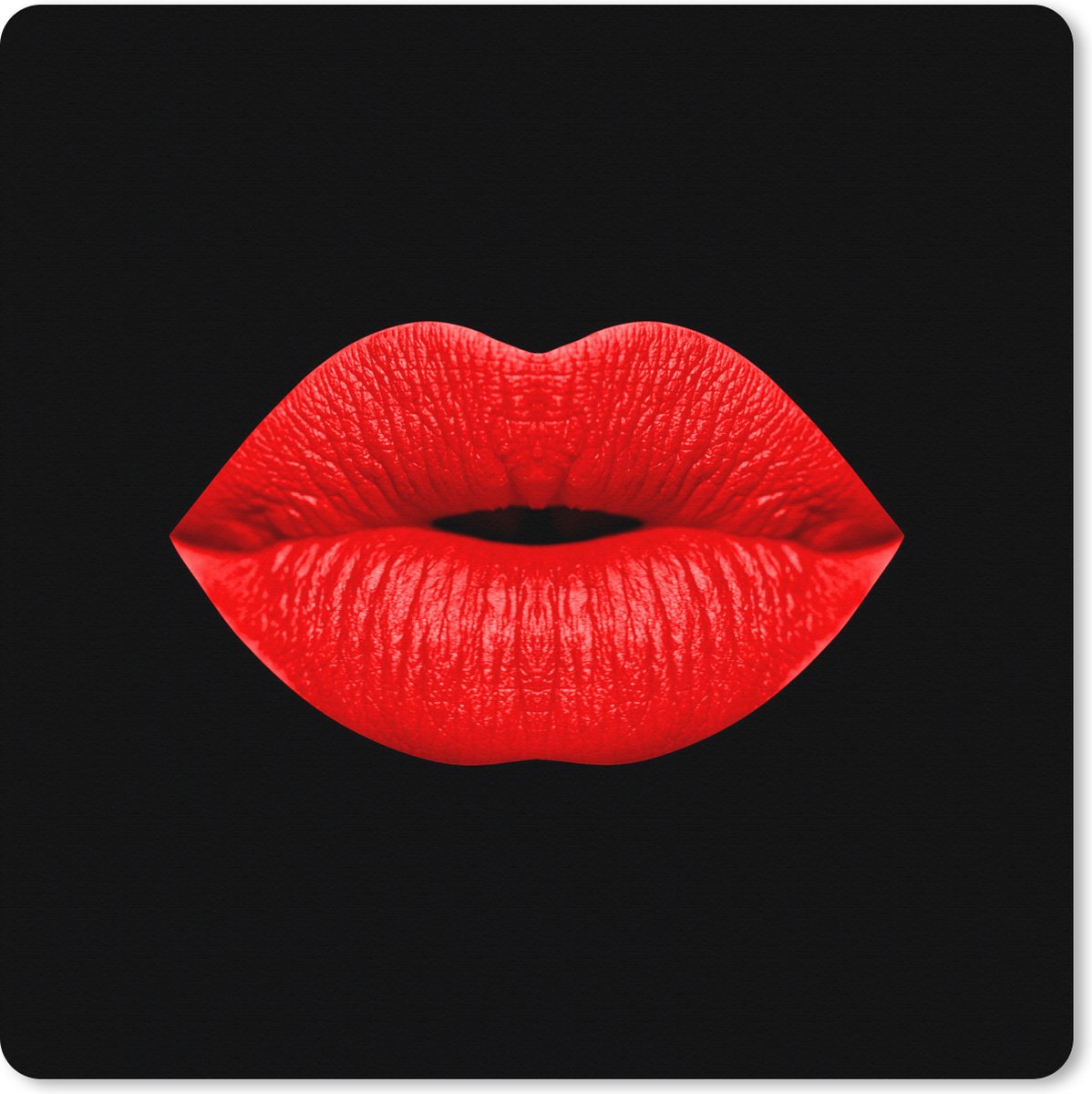Muismat XXL 60x60 cm - Bureau onderlegger - Bureau mat Lippen - Rood - Zwart - Bureaumat - Gaming mousepad xl - Bureaulegger groot - Computer deskmat