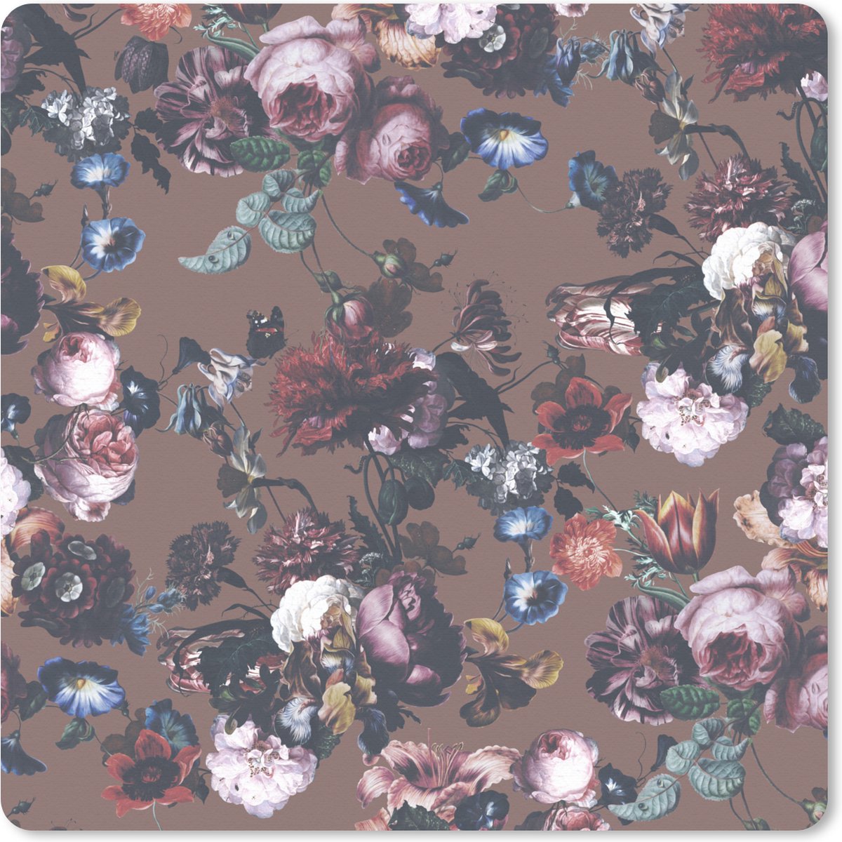 Muismat XXL 50x50 cm - Bureau onderlegger - Bureau mat Bloemen - Tuin - Oranje - Bureaumat - Gaming mousepad xl - Bureaulegger groot - Computer deskmat