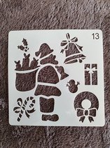 Kerstman met cadeau's, kerst, sjabloon, stencil, kaarten maken, scrapbooking, 15 x 15 cm