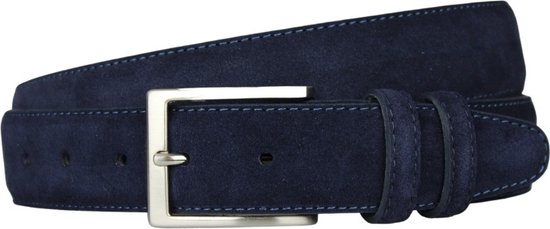 Luxe Suede riem blauw - Suede riem dames-heren / blauwe suede riem heren navy - Taillemaat 115 - Kostuum riem heren