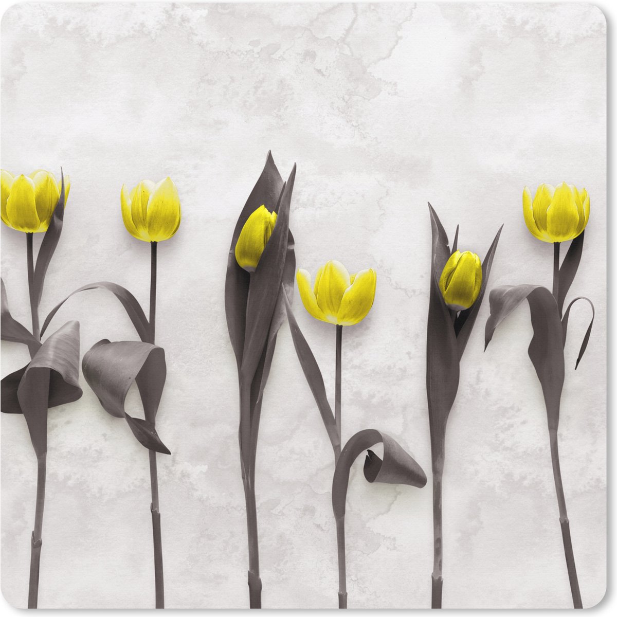 Muismat XXL 60x60 cm - Bureau onderlegger - Bureau mat Bloemen - Tulpen - Marmer print - Bureaumat - Gaming mousepad xl - Bureaulegger groot - Computer deskmat