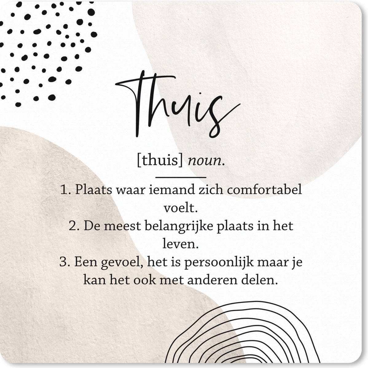 Muismat XXL - Bureau onderlegger - Bureau mat - Thuis - Happy - Quote - 50x50 cm - XXL muismat