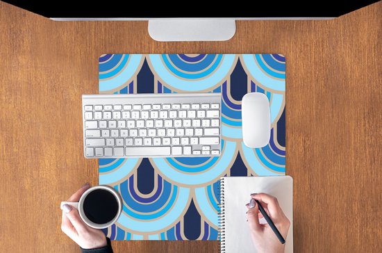Muismat XXL 50x50 cm - Bureau onderlegger - Bureau mat Retro - Patronen - Art Nouveau - Bureaumat - Gaming mousepad xl - Bureaulegger groot - Computer deskmat