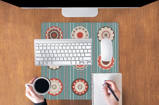 Muismat XXL 50x50 cm - Bureau onderlegger - Bureau mat Bohemian - Bloemen - Vintage - Design - Bureaumat - Gaming mousepad xl - Bureaulegger groot - Computer deskmat