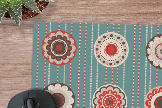 Muismat XXL 50x50 cm - Bureau onderlegger - Bureau mat Bohemian - Bloemen - Vintage - Design - Bureaumat - Gaming mousepad xl - Bureaulegger groot - Computer deskmat