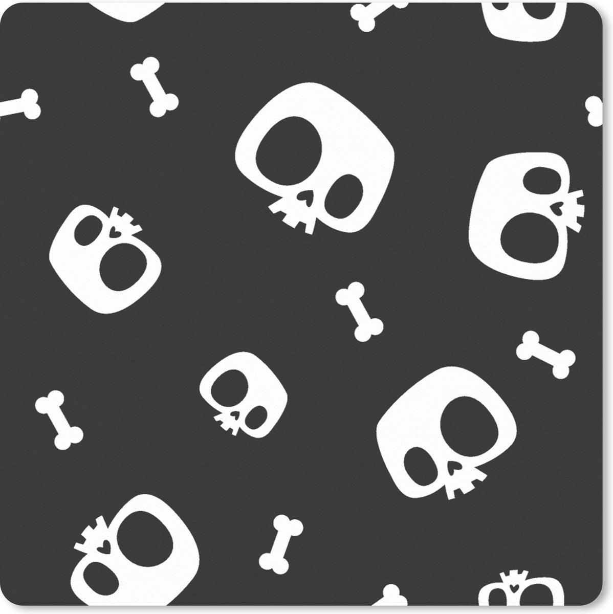 Muismat XXL 80x80 cm - Bureau onderlegger - Bureau mat Patronen - Skull - Skelet - Bot - Jongen - Jongetje - Kinderen - Kids - Bureaumat - Gaming mousepad xl - Bureaulegger groot - Computer deskmat