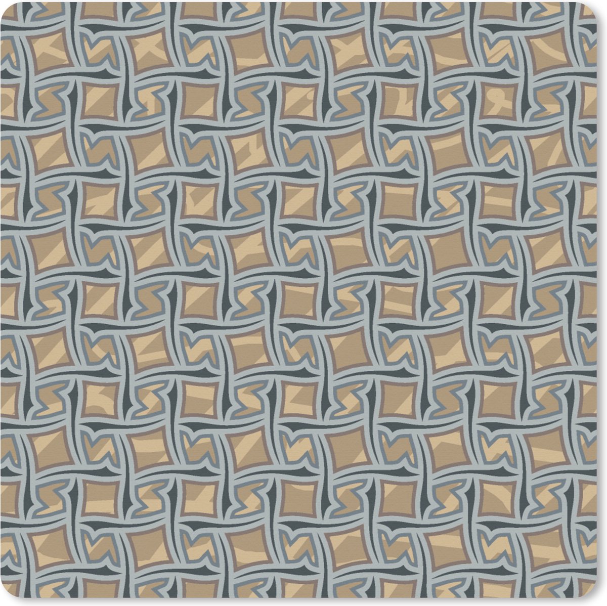 Muismat XXL 50x50 cm - Bureau onderlegger - Bureau mat Bruin - Patronen - Geometrie - Bureaumat - Gaming mousepad xl - Bureaulegger groot - Computer deskmat