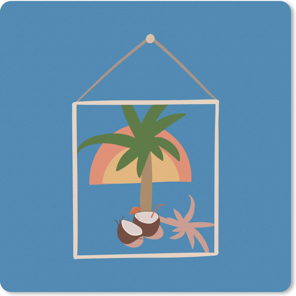 Muismat XXL 60x60 cm - Bureau onderlegger - Bureau mat Zomer - Strand - Lijsten - Abstract - Bureaumat - Gaming mousepad xl - Bureaulegger groot - Computer deskmat