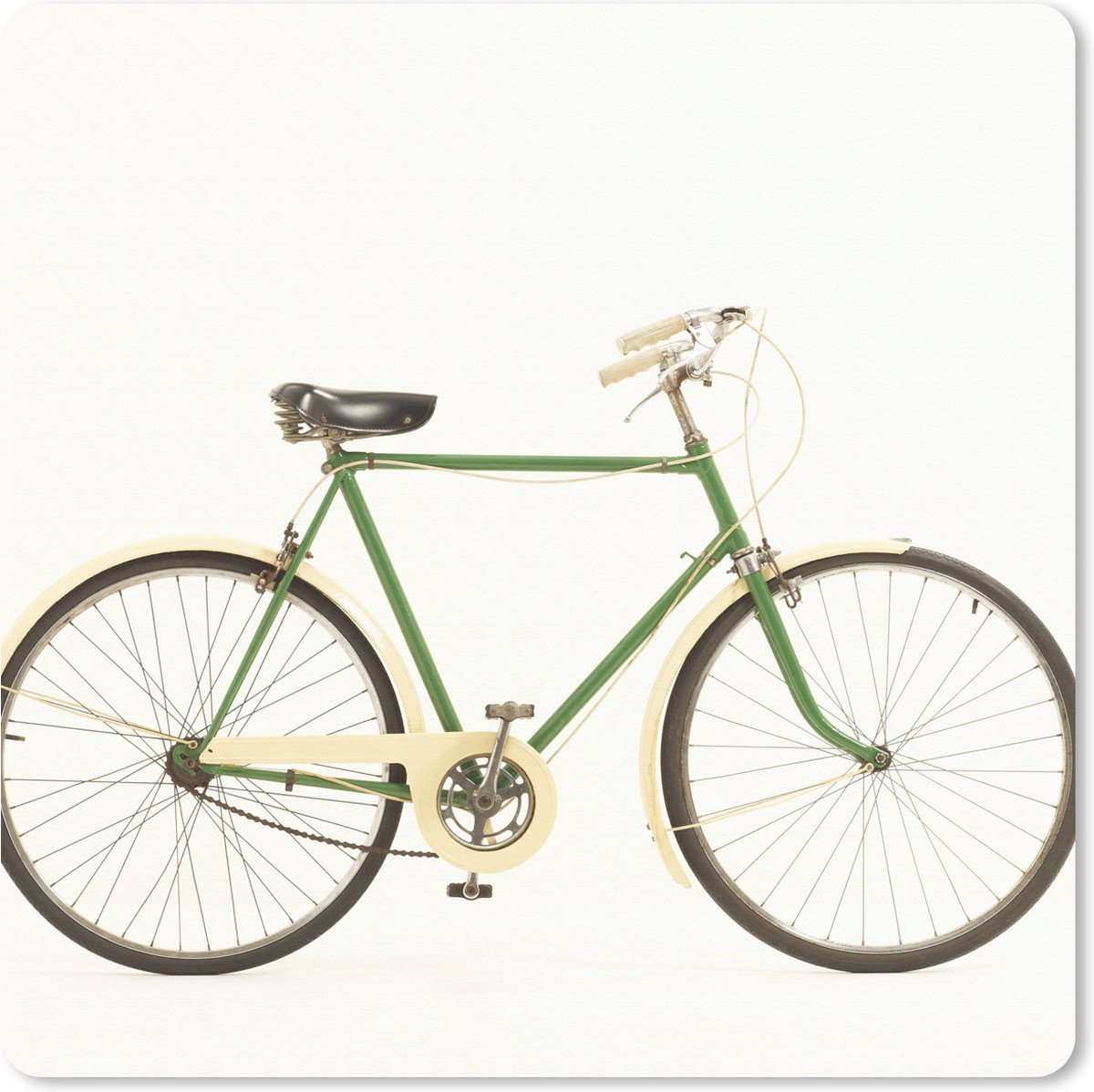 Muismat XXL 50x50 cm - Bureau onderlegger - Bureau mat Een groene unieke fiets - Bureaumat - Gaming mousepad xl - Bureaulegger groot - Computer deskmat