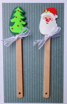 Spatel - Kerst - 2 stuks - keukenhulp - bakken - schraper - spatels - dennenboom - kerstman - siliconen - cadeau
