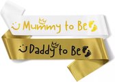 Set met 2 sjerpen Daddy to Be goud en Mummy to Be wit - babyshower - genderreveal - geboorte - zwanger