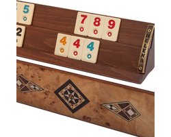 Handgemaakte rummy speelset - Okey - 100% Hout - Luxe uitgave - Inclusief tas - Rummi - Bordspel - Okey Takimi