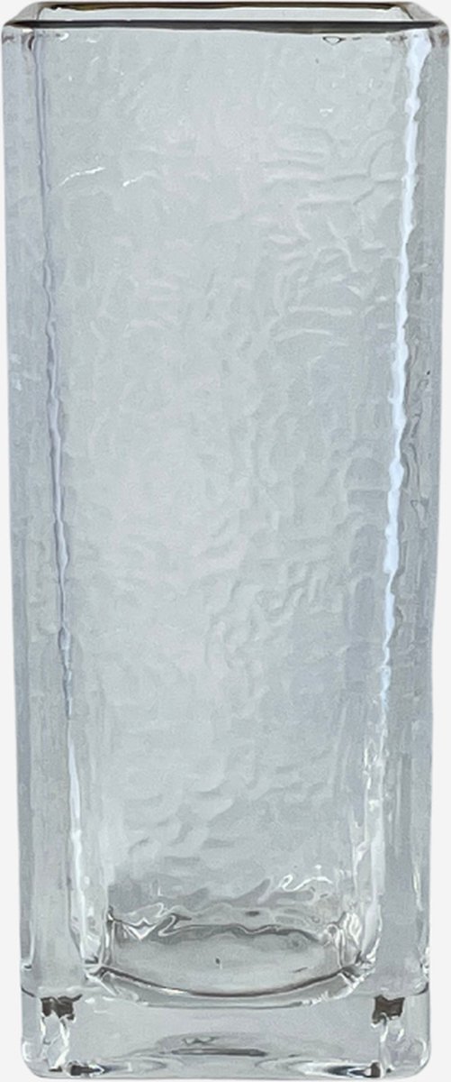 Vaas glas met gouden rand - Lange 30cm Glasdesign met IJspatroon - Woonkamer Decoratie - Decoratieve accessoires - Bloemenvaas